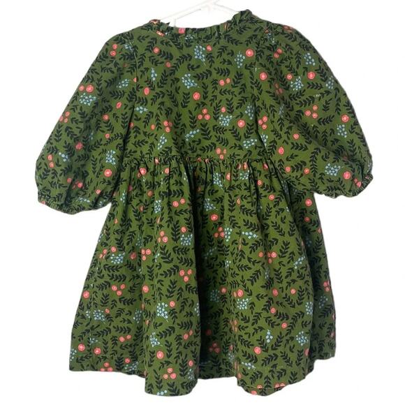 HUM Youth / Girls Goldie Puff Sleeve Dress Size 4/5 in Green Print